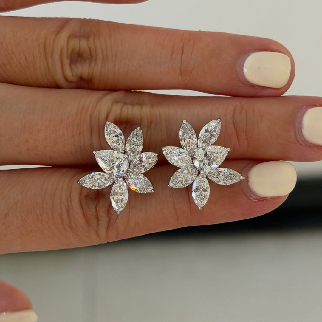 IGI Certified 14K 18K Gold Marquise Cut 2.5*4.5mm Lab Grown Diamond Earrings   Silver Flower Earrings Jewelry Women Hot