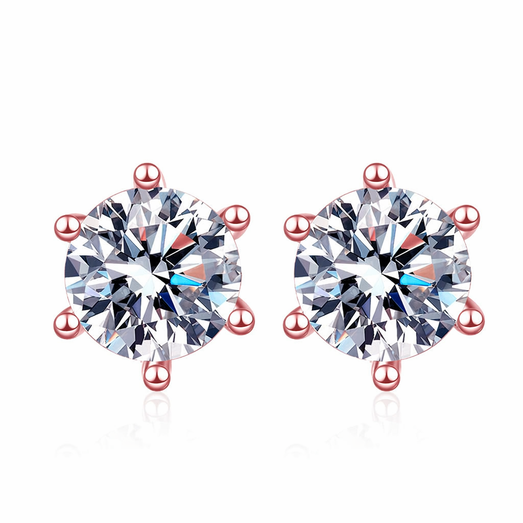 IGI Certified 14k 18k Solid Gold Studs Lab Grown Created Diamond Earrings 1CT D VVS2 HPHT CVD Six Prong Clip-on Stud