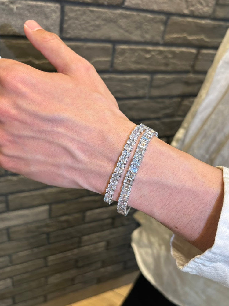 IGI Certified Emerald Cut Lab Grown diamond Tennis Bracelet with 3.8*5.4mm Each 0.5ct DEF VVS~VS 18K 14K Gold Box Clasp for Daily Wear