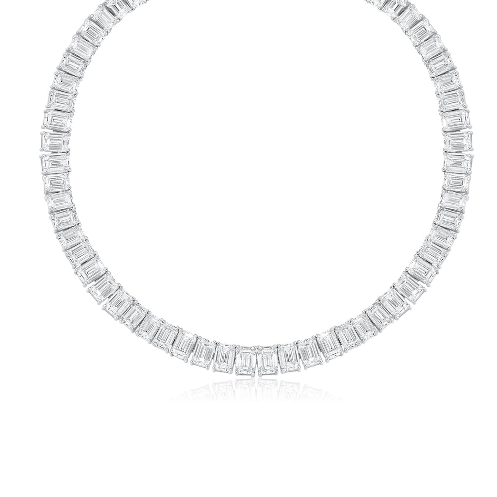 IGI Certified Tennis Necklaces with Lab Grown Diamond Emerald Cut 0.5ct DEF VVS for Elegant Women's Fine Jewelry