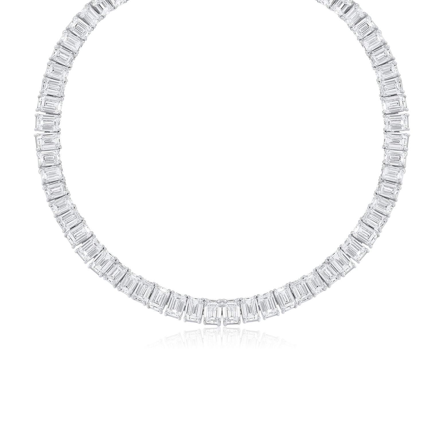 IGI Certified Tennis Necklaces with Lab Grown Diamond Emerald Cut 0.5ct DEF VVS for Elegant Women's Fine Jewelry