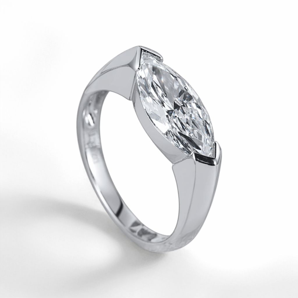 IGI Certified Lab Grown Diamond Ring With18K Gold CVD 3 Carat D VVS2 Clarity  Marquise Cut for Proposal Engagement Women