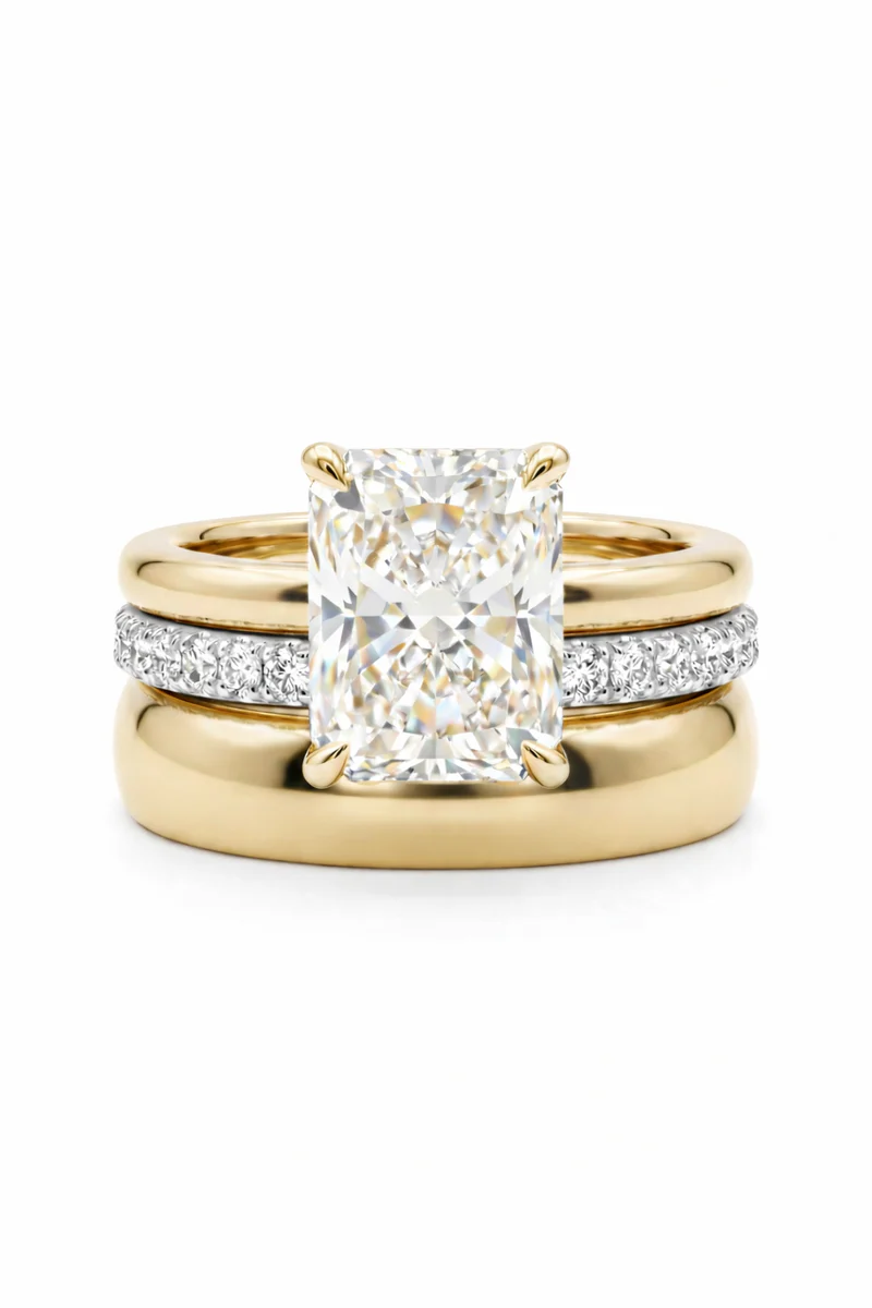 Lab Grown Diamond Engagement Rings with IGI Certified 3 Carats D VVS2 Radiant Cut CVD 18K 14K  for Elegant Bride