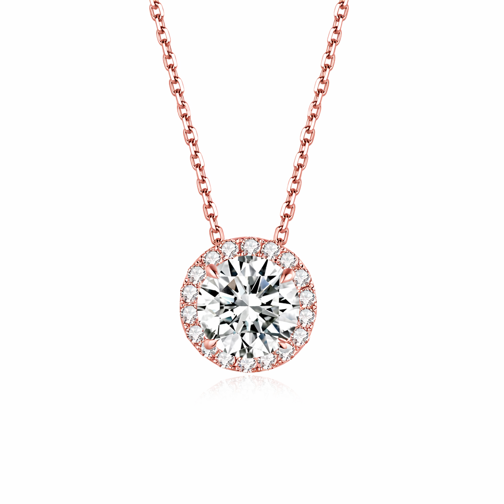 IGI Certified 18k Solid Gold Fine Jewelry Necklaces with Lab Grown Diamond Round Brilliant Cut 1ct D Color VVS2 Clarity for Women