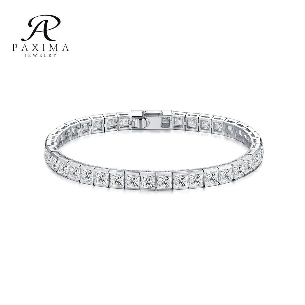 IGI Certified Lab Grown Diamond Tennis Bracelet with Princess Cut (2*2mm) DEF VVS HPHT 18K Gold for High End Jewelry Collection
