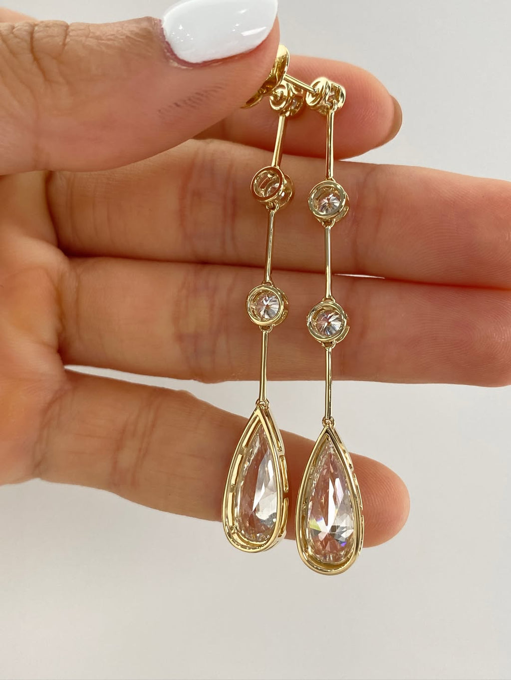 IGI Certified 14K 18K Gold Elongated Pear Cut HPHT CVD Lab diamond Drop Earrings 1CT DEF VVS