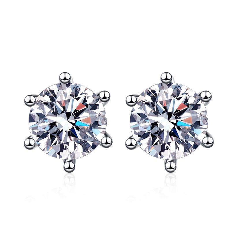 IGI Certified 14k 18k Solid Gold Studs Lab Grown Created Diamond Earrings 1CT D VVS2 HPHT CVD Six Prong Clip-on Stud