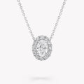 IGI Certified Lab Grown Diamond Necklace with Halo Setting 1CT D VVS2 Oval Cut 18K Solid Gold for Retro Bridal Jewelry
