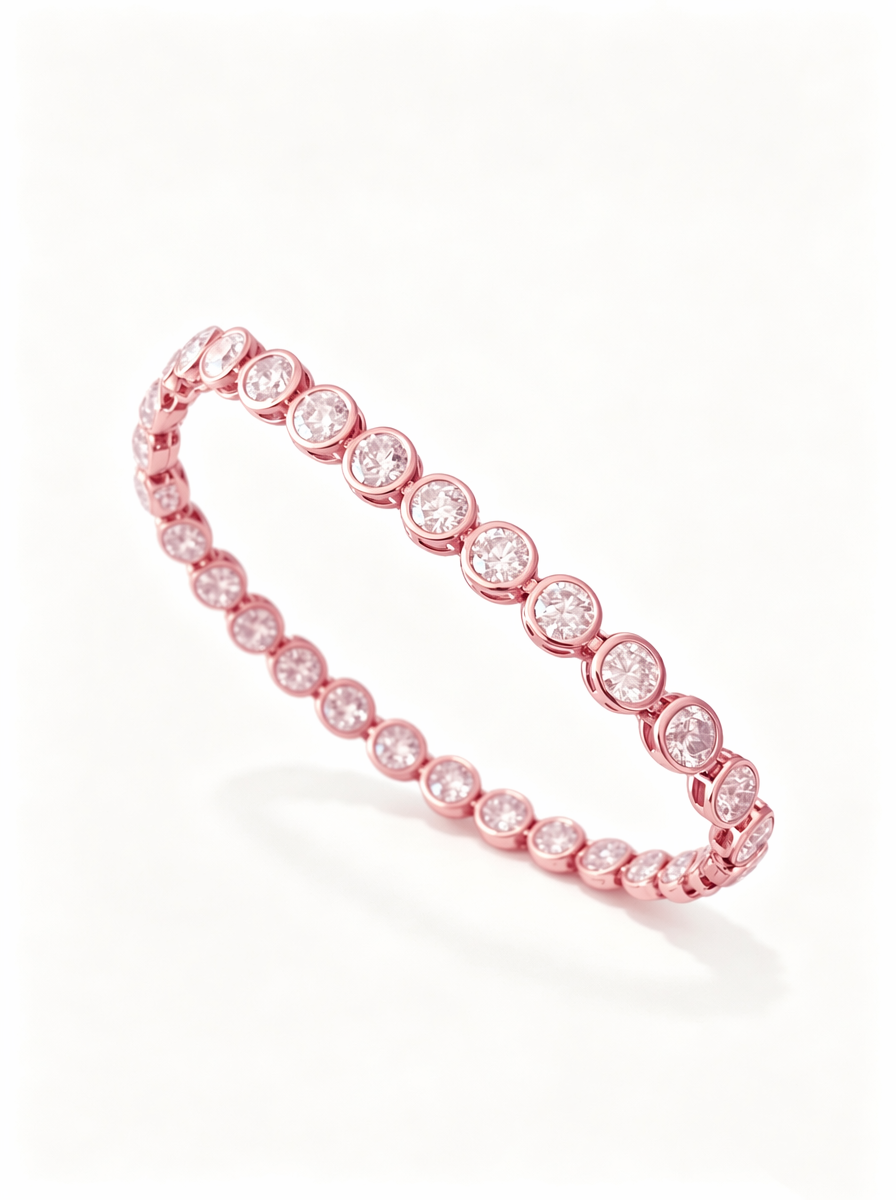 IGI Certified Lab Grown Diamond Tennis Bracelet 19K 14K 18K Gold Round Brilliant Cut 3.4mm