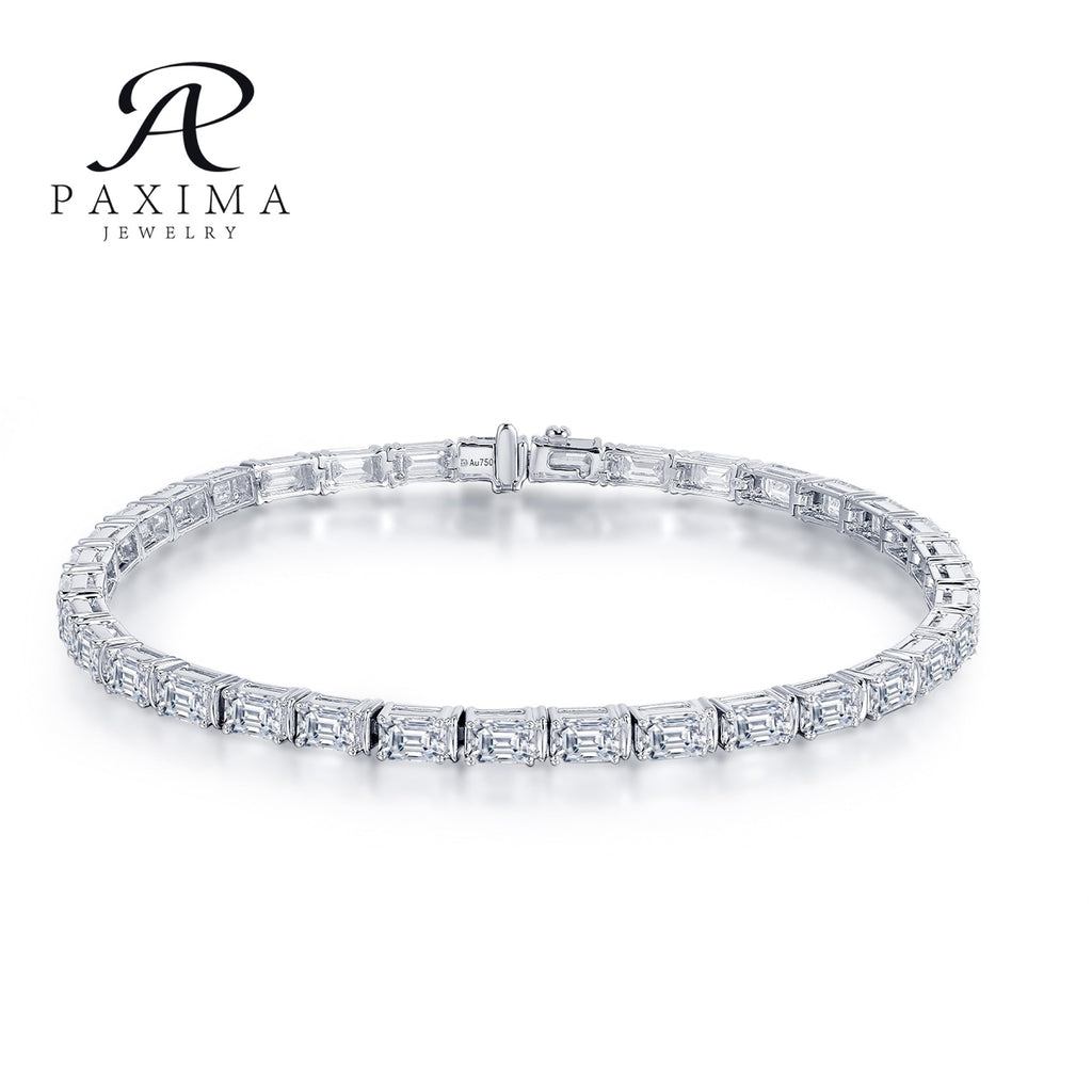18K Soild Gold IGI Certified Lab Grown Diamond Tennis Bracelet  Emerald Cut 3.8*5.4mm 0.5ct  DEF VVS VS East-west