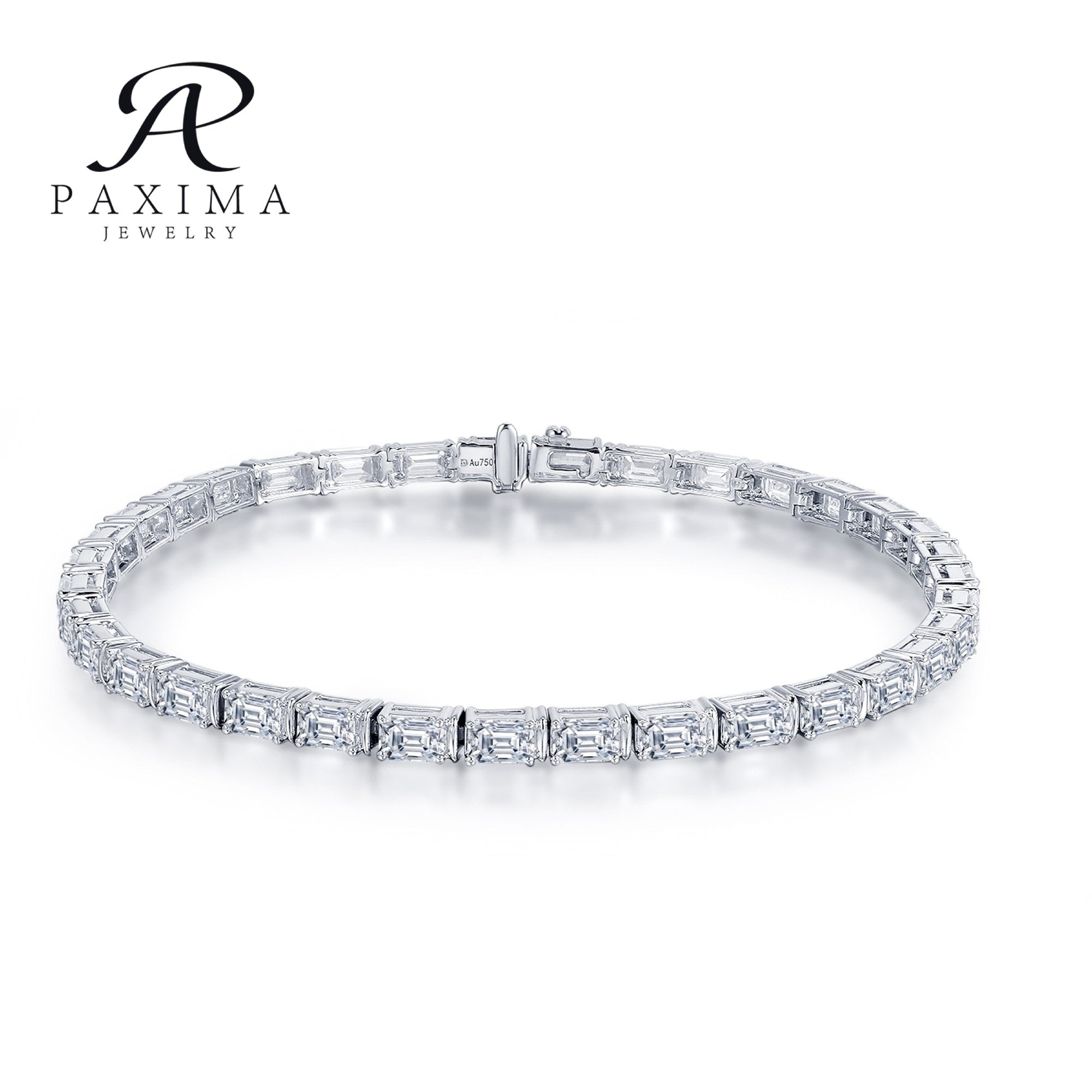 18K Soild Gold IGI Certified Lab Grown Diamond Tennis Bracelet  Emerald Cut 3.8*5.4mm 0.5ct  DEF VVS VS East-west