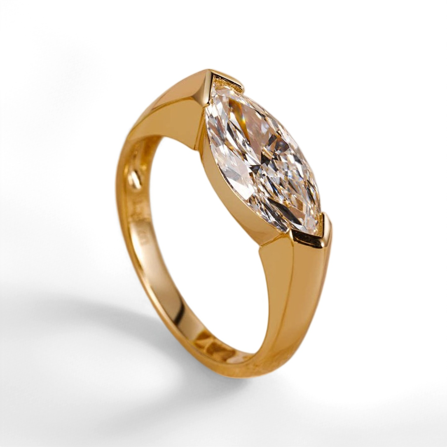IGI Certified Lab Grown Diamond Ring With18K Gold CVD 3 Carat D VVS2 Clarity  Marquise Cut for Proposal Engagement Women