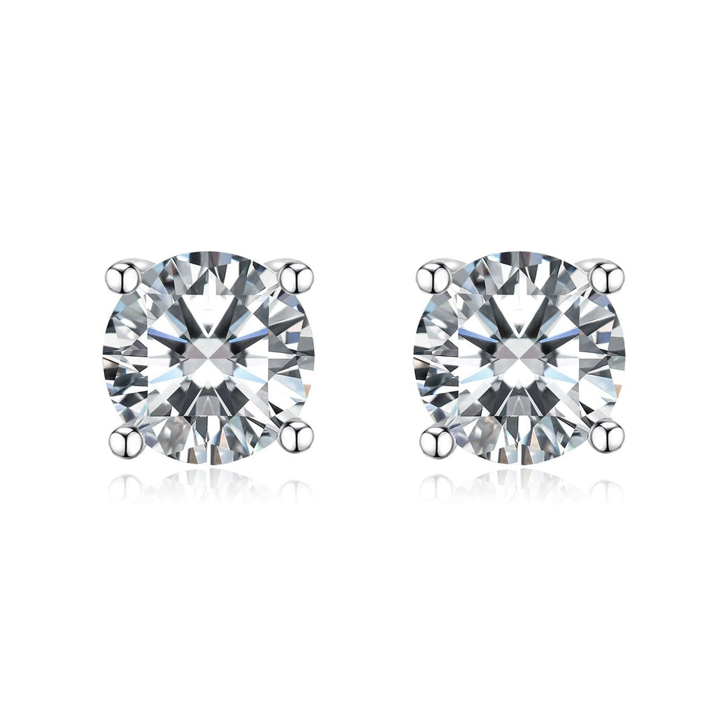IGI Certified Lab Grown diamond Earrings with 1CT D VVS2 Round Brilliant Cut CVD 18K 14K Gold Stud Four Prong