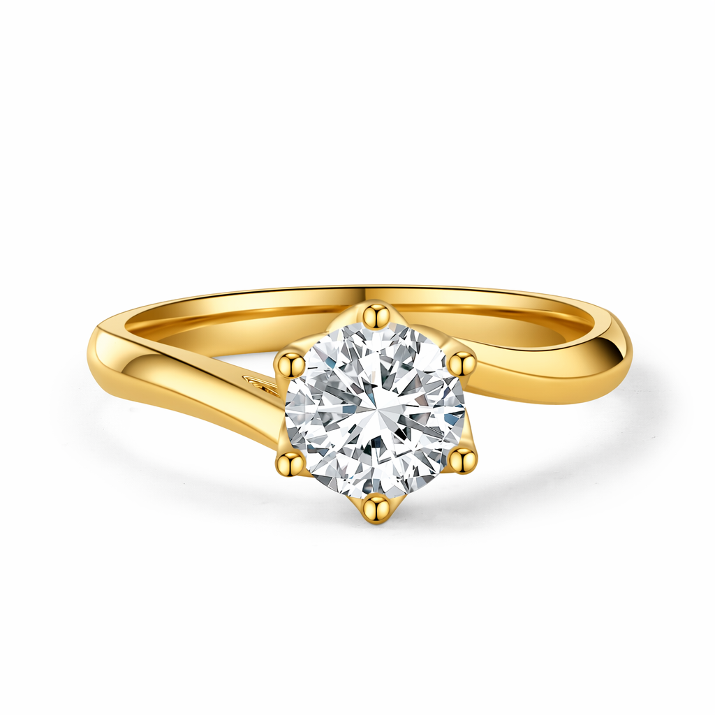 IGI Certified Lab Grown Diamond Wedding Ring with 3ct Round Brilliant Cut D VVS2 Bud-Shaped Claw Setting 18K/14K for Daily Wear