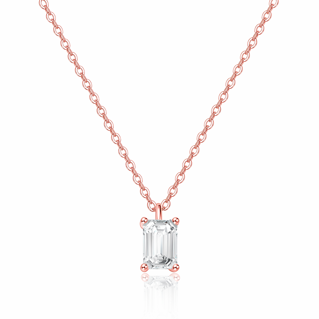 IGI Certified Lab Grown Diamond Necklace with 18k Solid Gold Emerald Cut 1ct D VVS2 Solitaire Pendant for Luxury Wedding Jewelry Collection