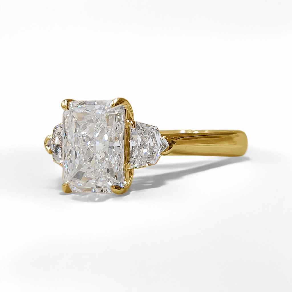 Lab Grown Diamond Engagement Ring with IGI Certified 3CT D VVS2 Radiant Cut CVD Synthetic Diamond for Luxury Wedding