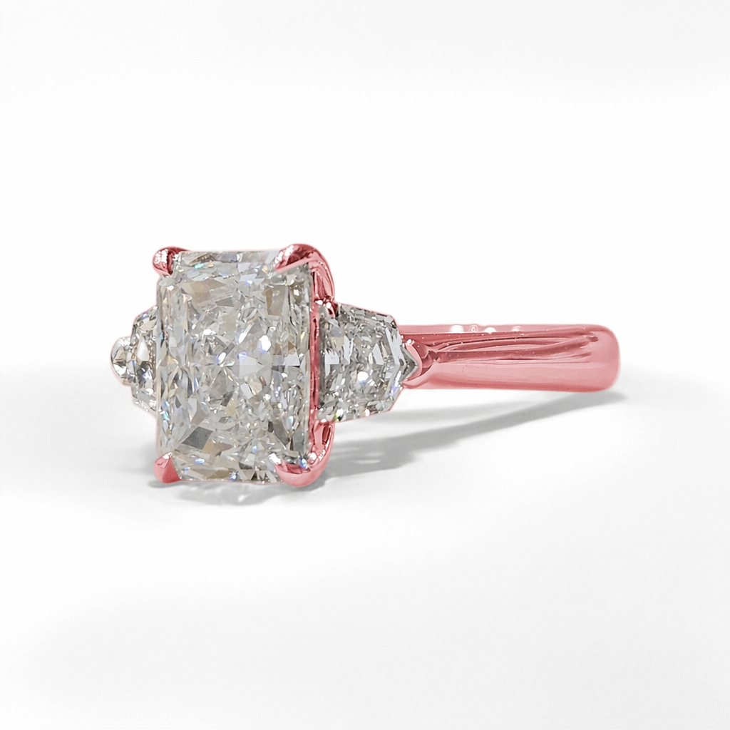 Lab Grown Diamond Engagement Ring with IGI Certified 3CT D VVS2 Radiant Cut CVD Synthetic Diamond for Luxury Wedding