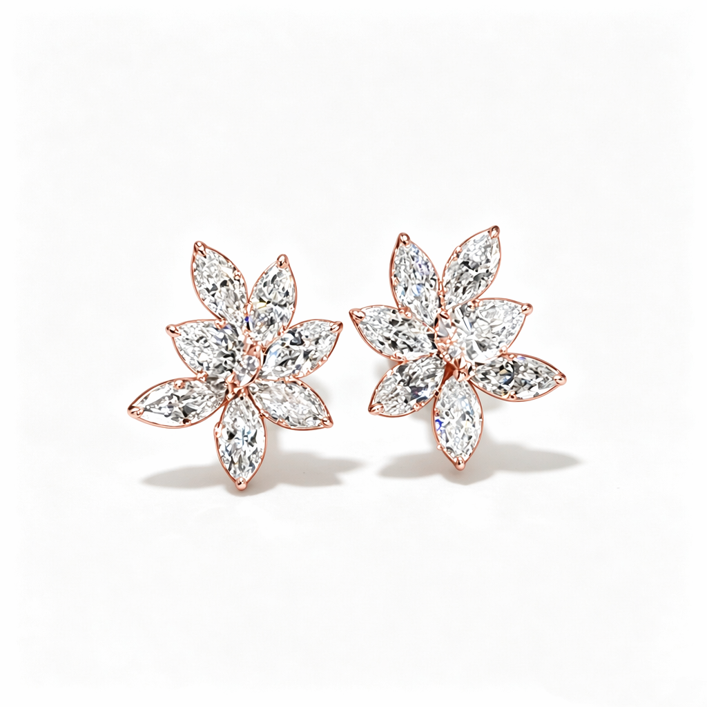 IGI Certified 14K 18K Gold Marquise Cut 2.5*4.5mm Lab Grown Diamond Earrings   Silver Flower Earrings Jewelry Women Hot