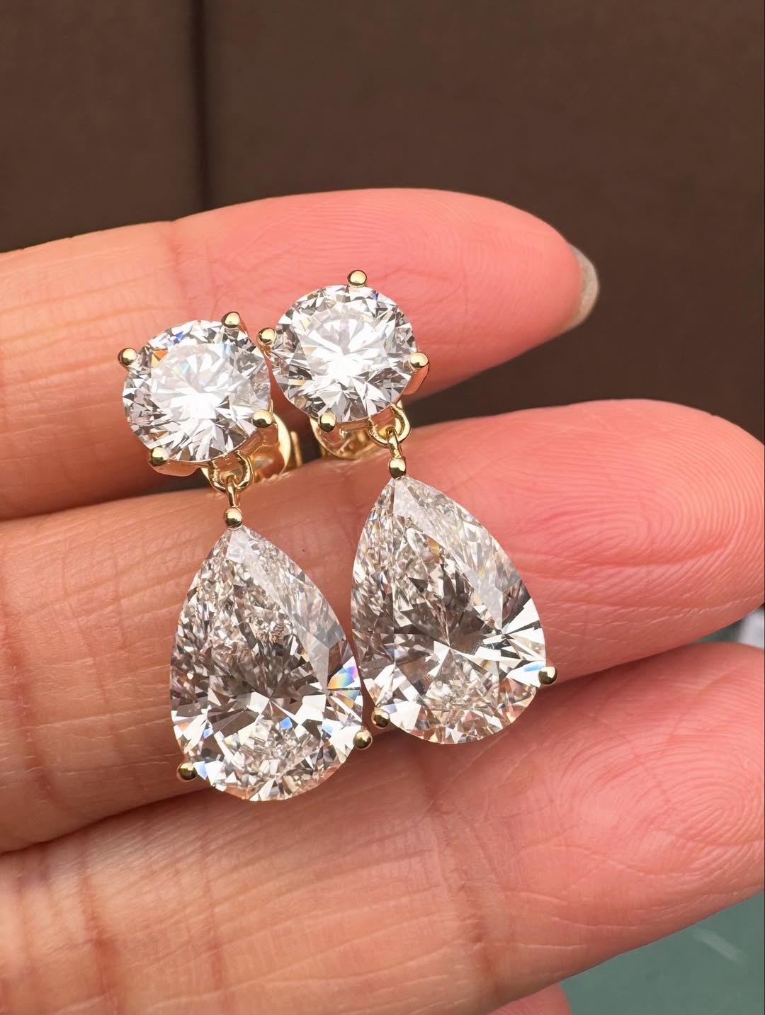 IGI Certified 14K 18K Gold Pear Cut Lab Grown Diamond Earrings 1CT D VVS2