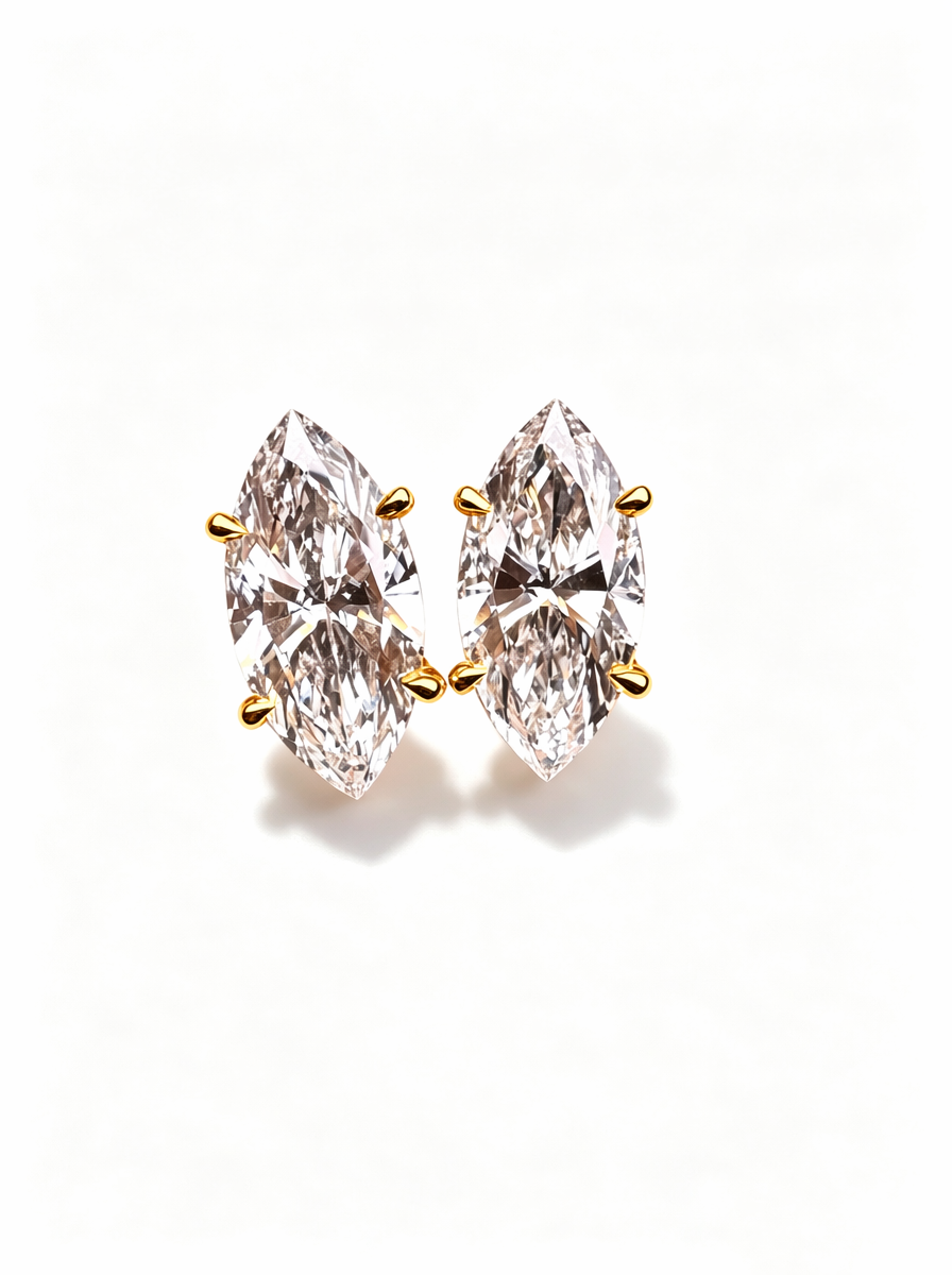 IGI Certificate CVD Marquise Cut Lab Grown Diamond Earrings 1CT D VVS2 14K 18K Gold  Earrings