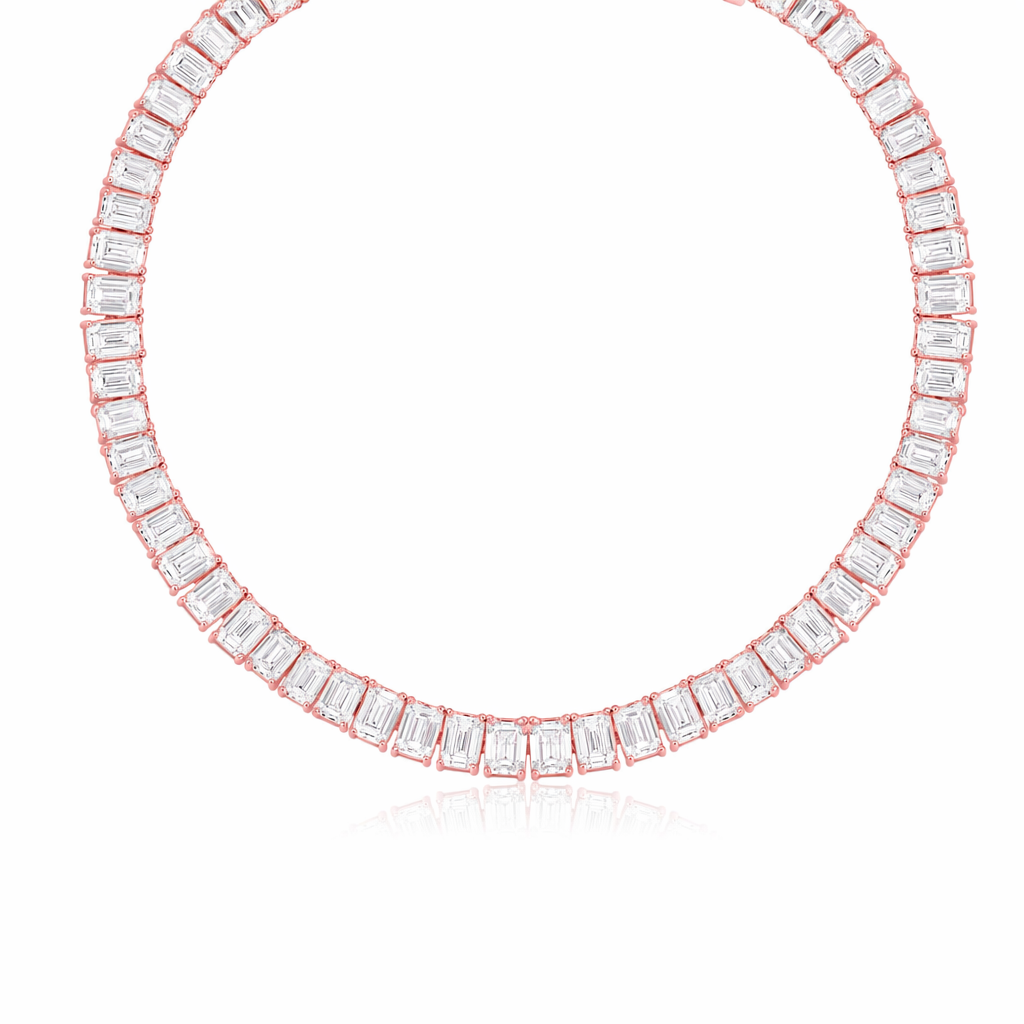 IGI Certified Tennis Necklaces with Lab Grown Diamond Emerald Cut 0.5ct DEF VVS for Elegant Women's Fine Jewelry