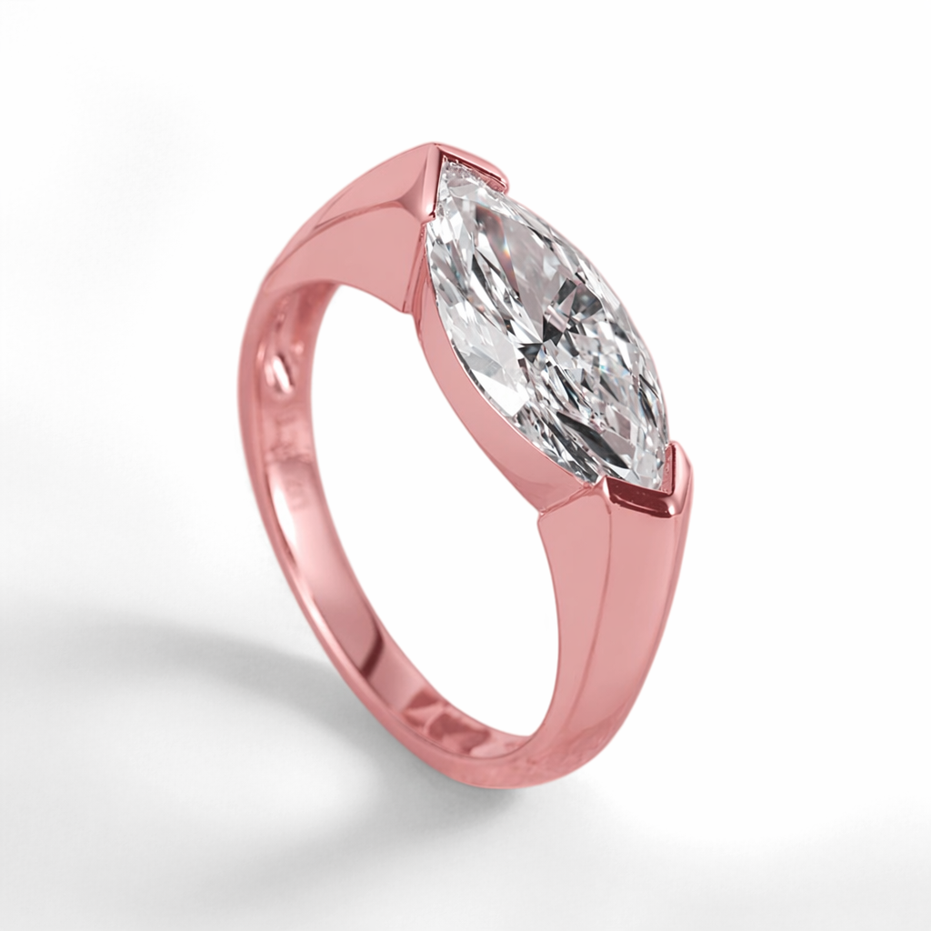 IGI Certified Lab Grown Diamond Ring With18K Gold CVD 3 Carat D VVS2 Clarity  Marquise Cut for Proposal Engagement Women