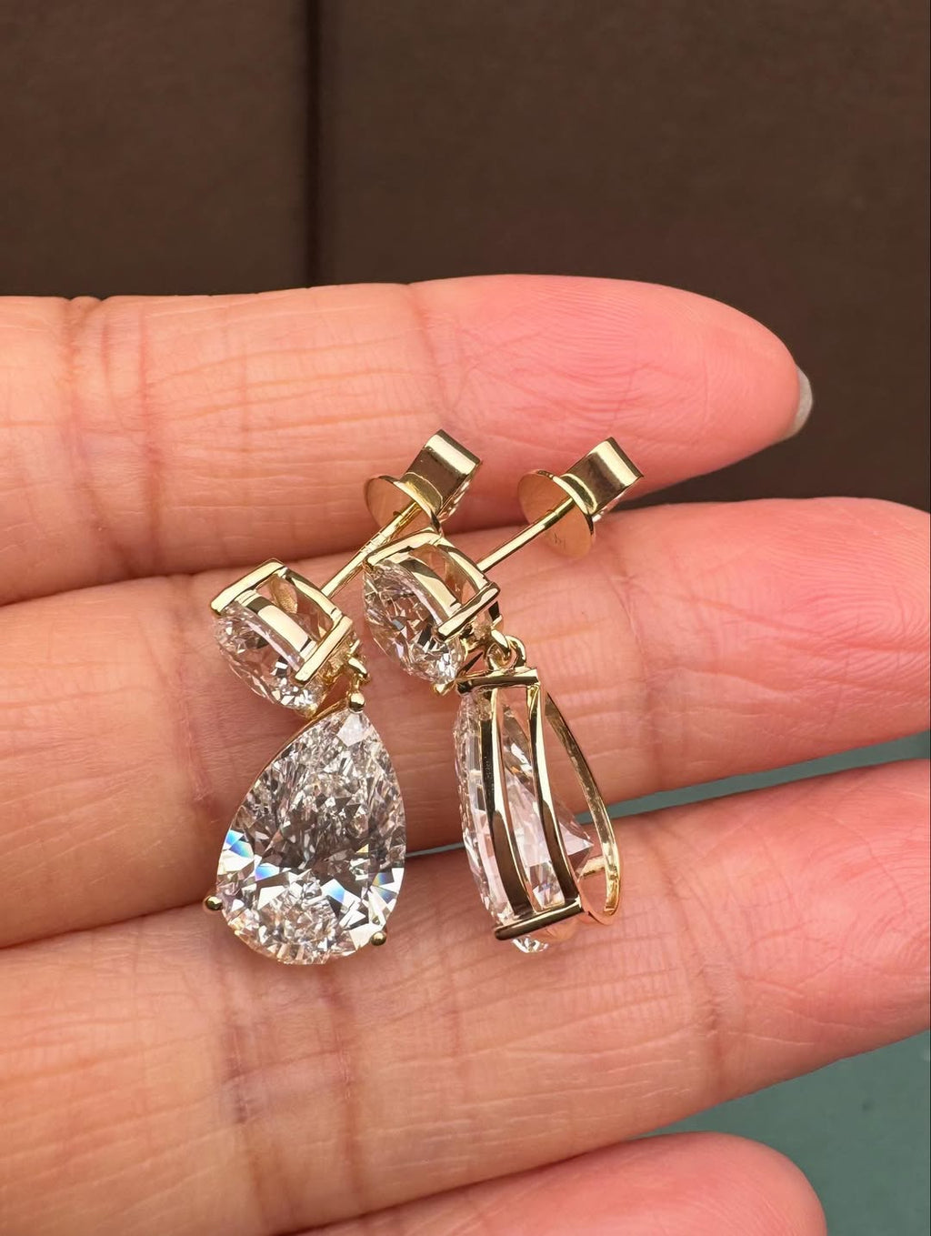 IGI Certified 14K 18K Gold Pear Cut Lab Grown Diamond Earrings 1CT D VVS2