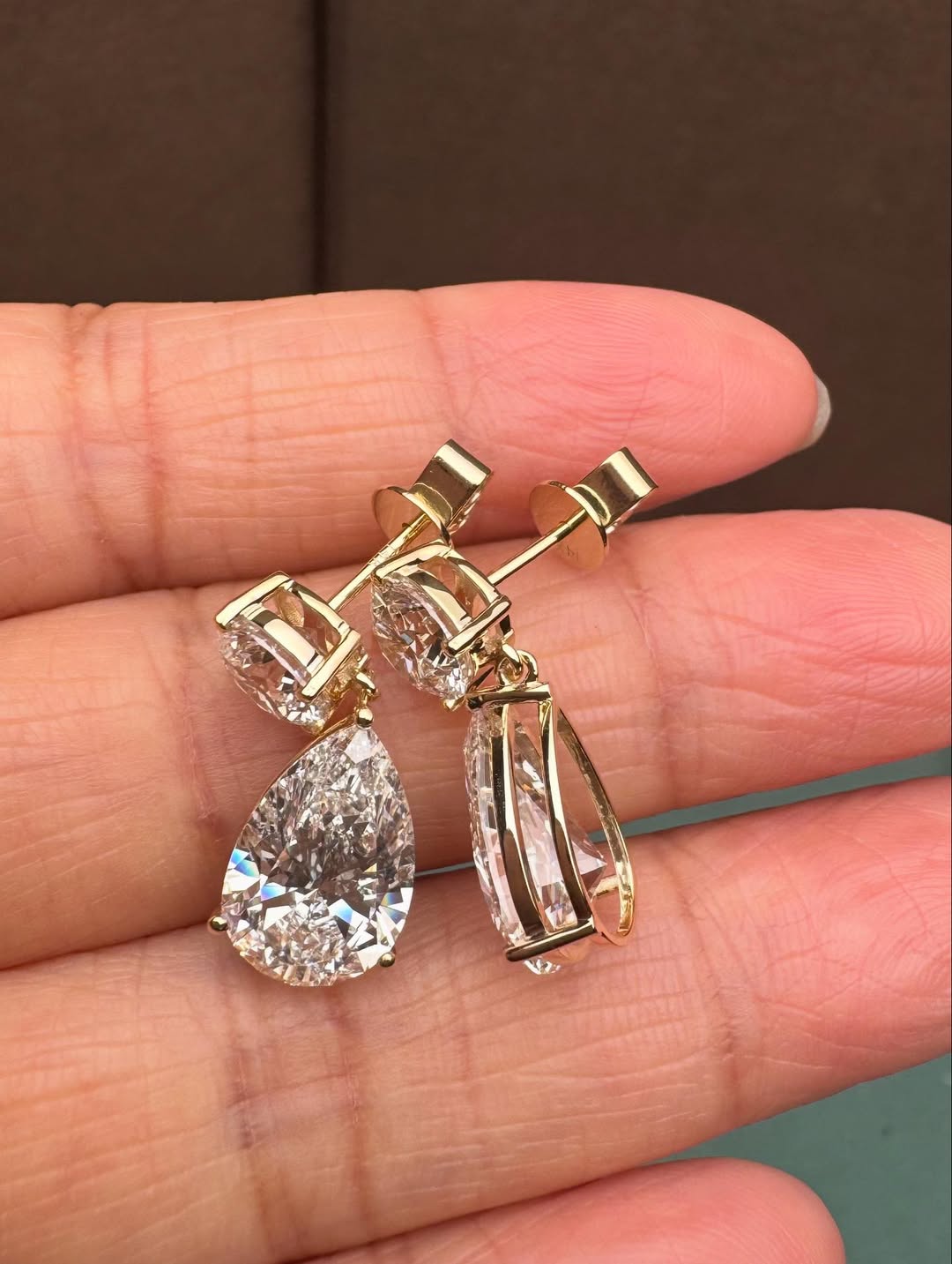 IGI Certified 14K 18K Gold Pear Cut Lab Grown Diamond Earrings 1CT D VVS2