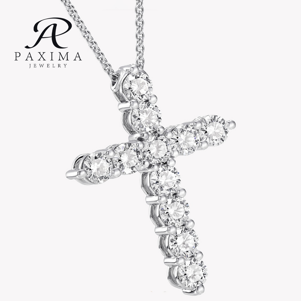 IGI Certified 18K Soild Gold Lab Grown Diamond Necklace with DEF VVS Round Brilliant Cut Cross Pendant