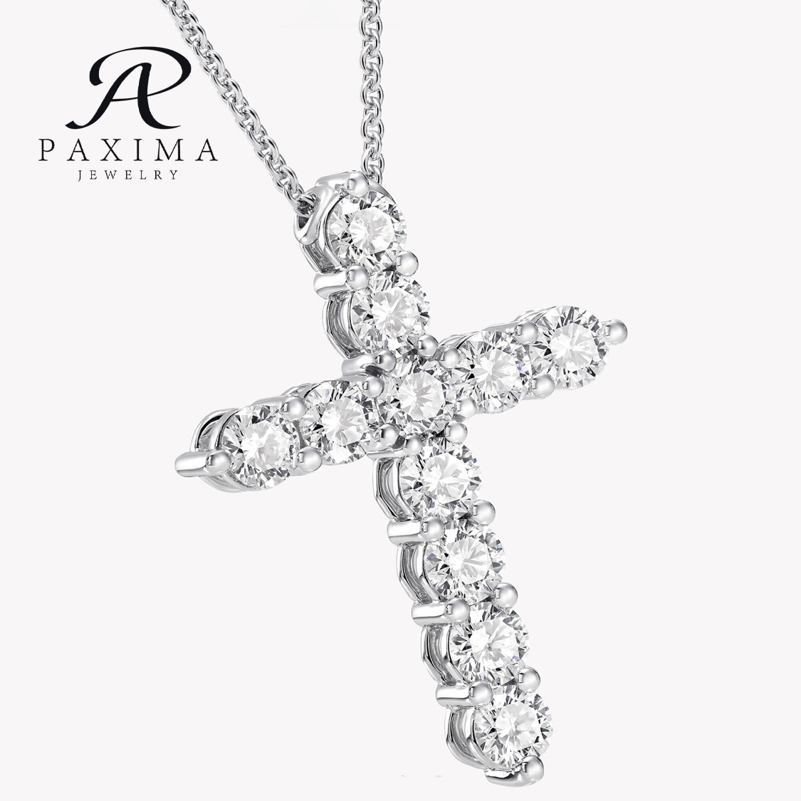 IGI Certified 18K Soild Gold Lab Grown Diamond Necklace with DEF VVS Round Brilliant Cut Cross Pendant