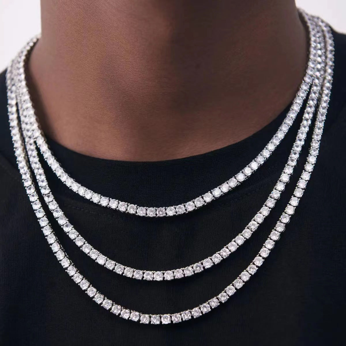 IGI Certified Lab Grown Diamond Tennis Chain Necklace Bracelet 2mm Round Cut