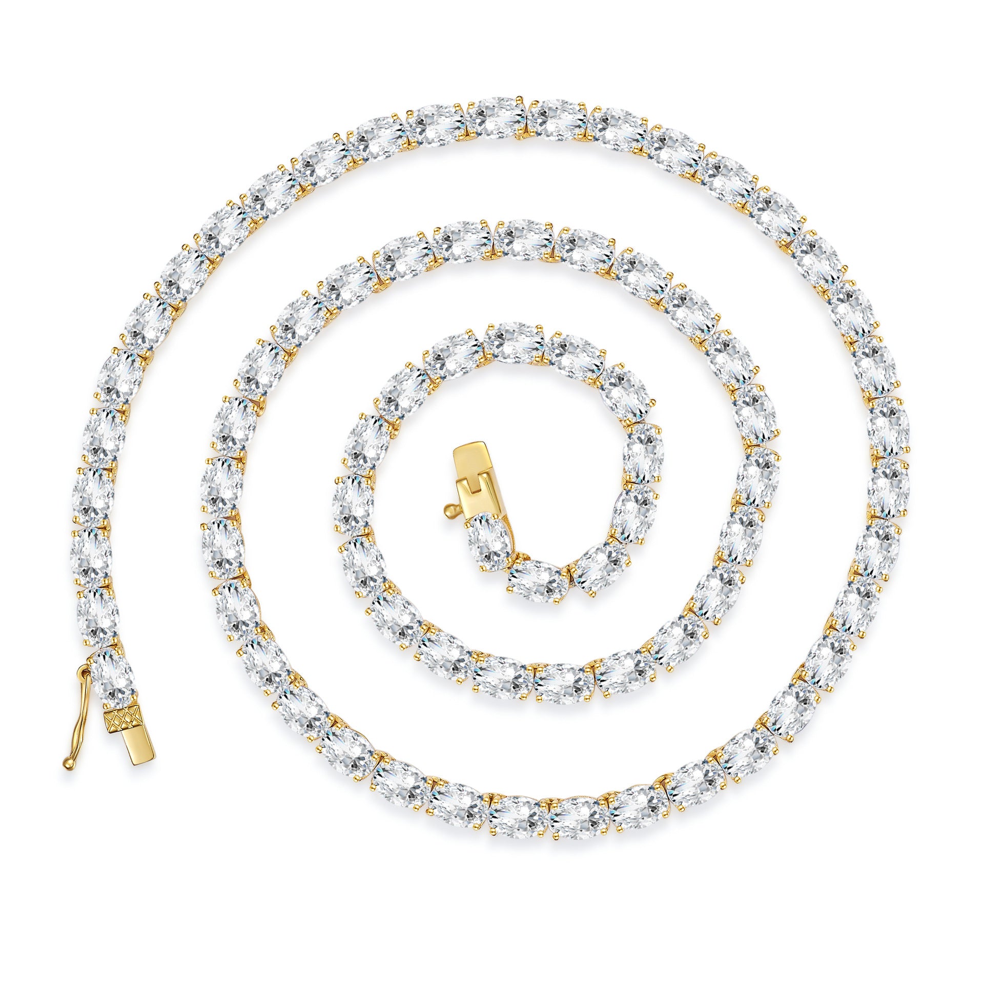IGI Certified10k Lab Grown Diamond Tennis Choker Necklace with DEF VVS 3*5mm Oval Cut Full Station Chain