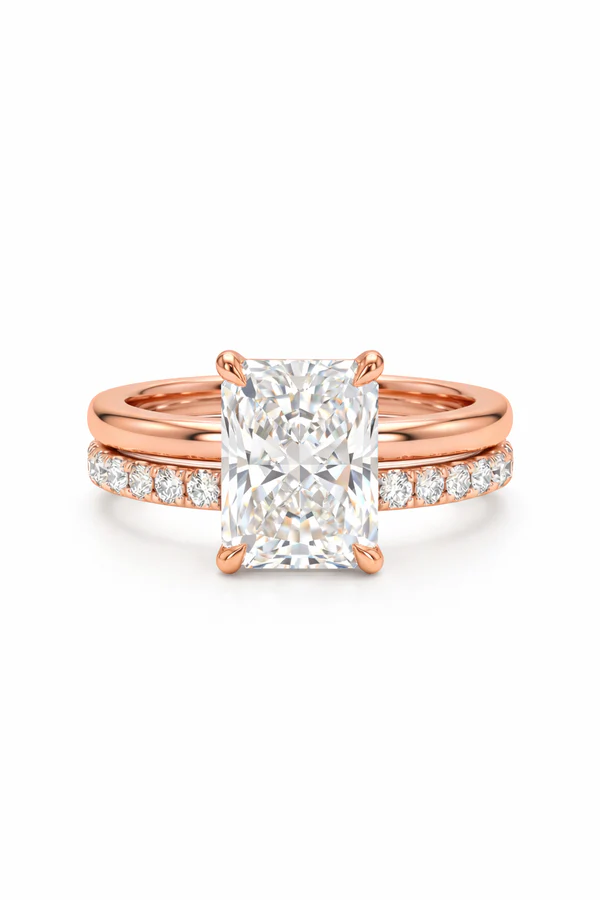 Lab Grown Diamond Engagement Ring with IGI Certified 3 Carats D VVS2 Radiant Cut CVD 18K 14K  for Women