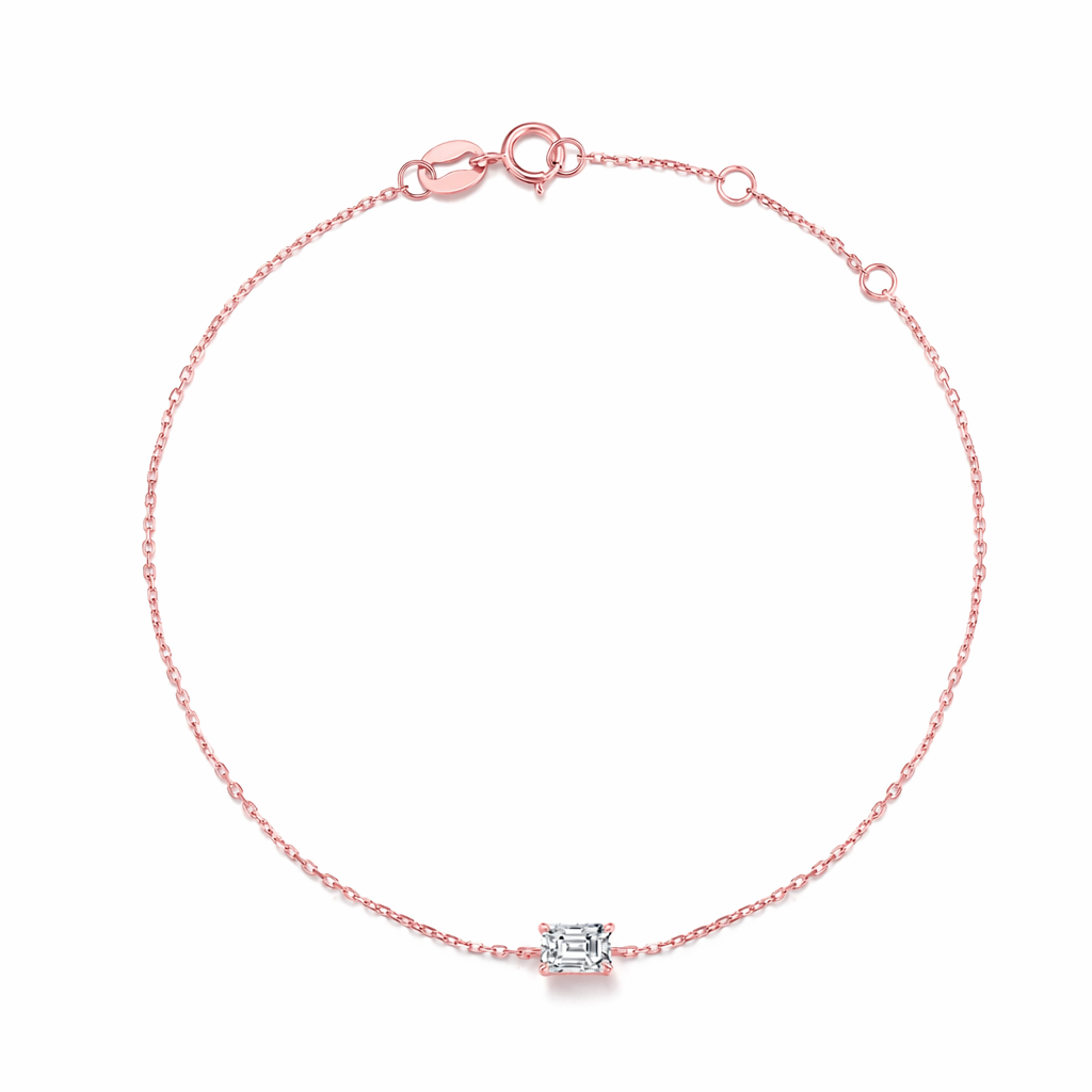 IGI Certified Lab Grown Diamond Bracelet with 0.5ct Emerald Cut DEF VVS HTHP and 18K Gold for Women's Daily Wear