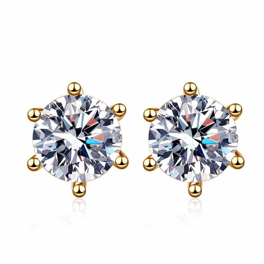 IGI Certified 14k 18k Solid Gold Studs Lab Grown Created Diamond Earrings 1CT D VVS2 HPHT CVD Six Prong Clip-on Stud