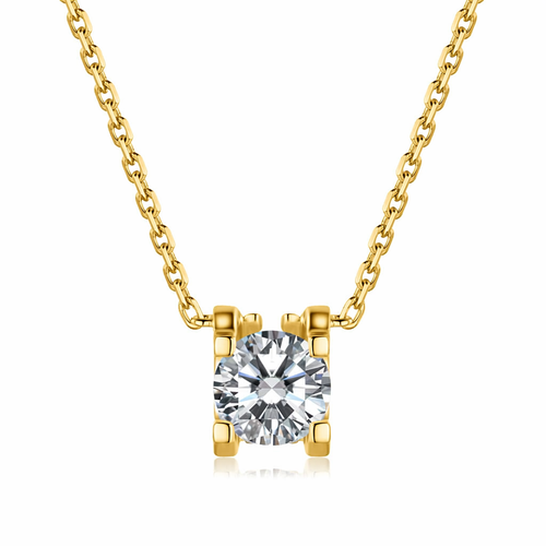 18k Gold Lab Grown Diamond Necklace with Solitaire IGI Certified 1ct D VVS2 Round Brilliant Cut Bull Head Style