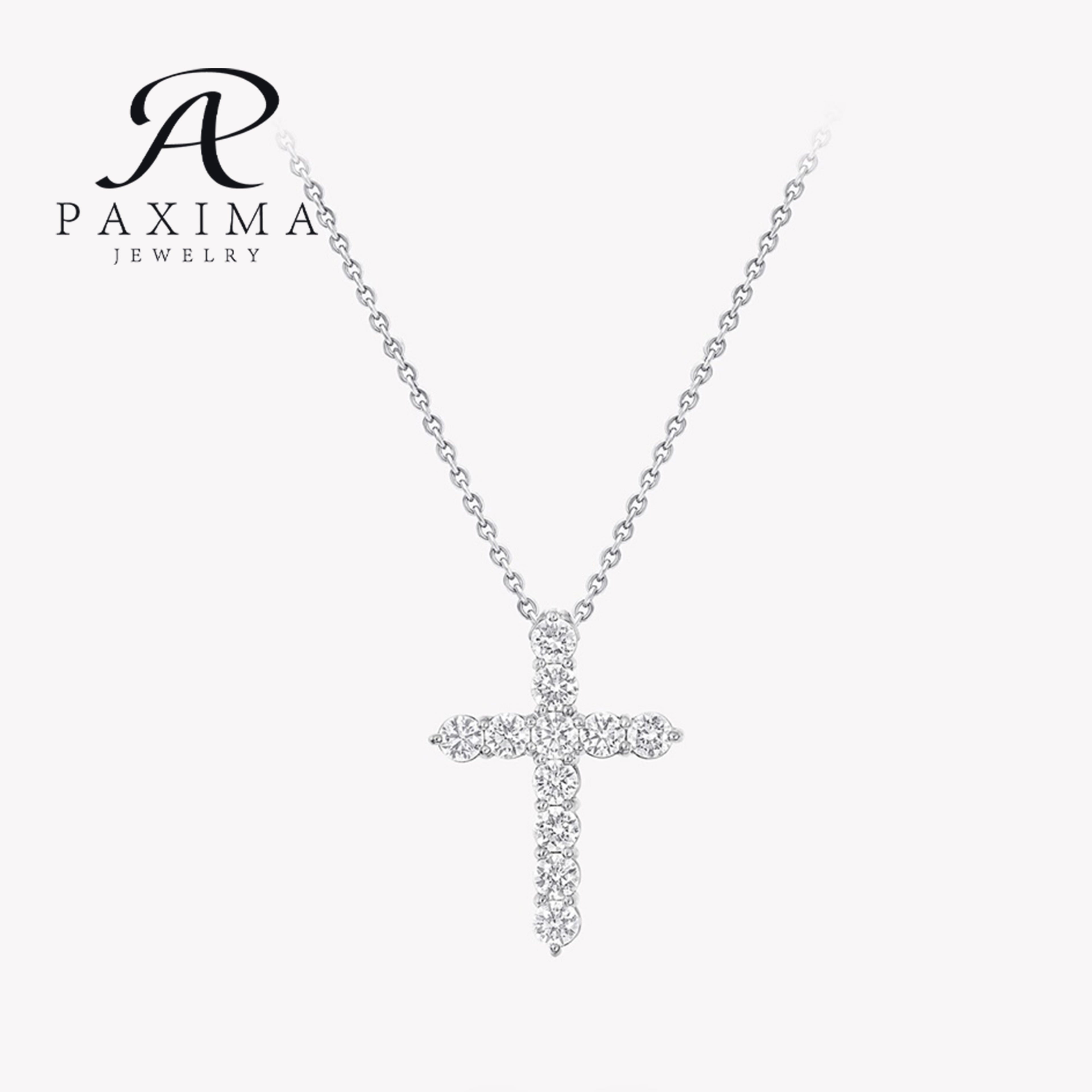 IGI Certified 18K Soild Gold Lab Grown Diamond Necklace with DEF VVS Round Brilliant Cut Cross Pendant