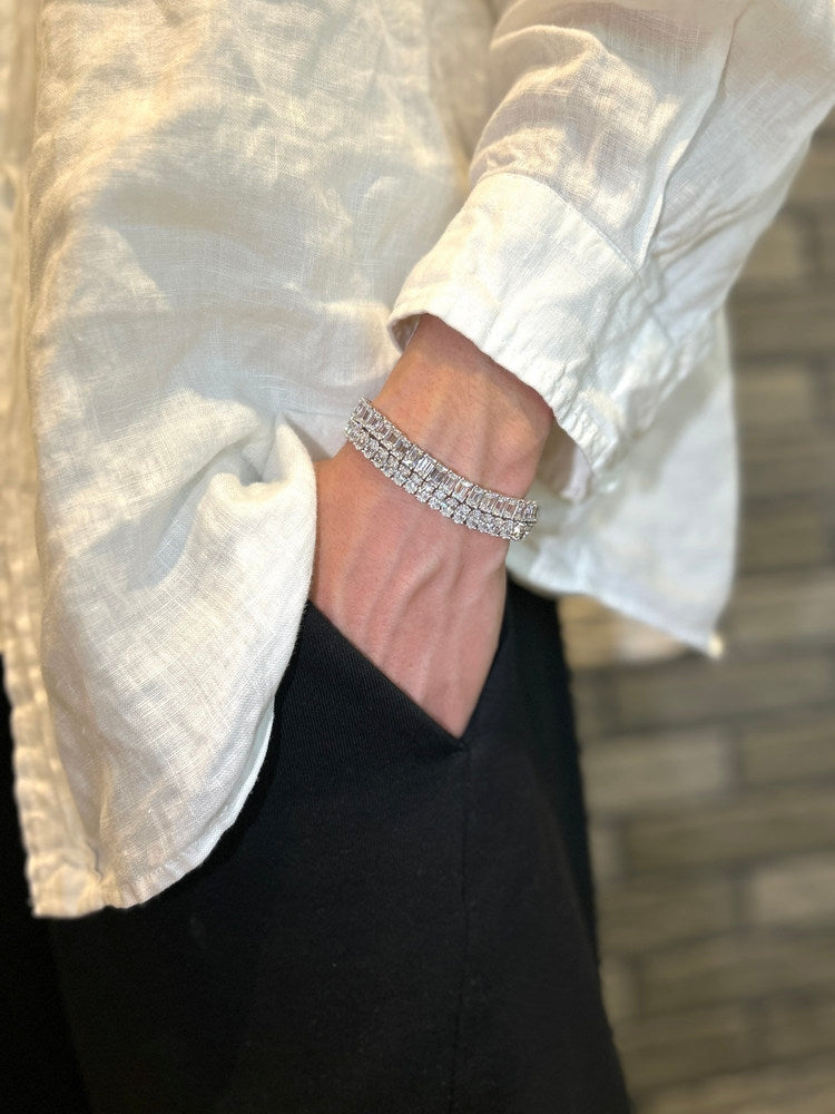 IGI Certified Emerald Cut Lab Grown diamond Tennis Bracelet with 3.8*5.4mm Each 0.5ct DEF VVS~VS 18K 14K Gold Box Clasp for Daily Wear