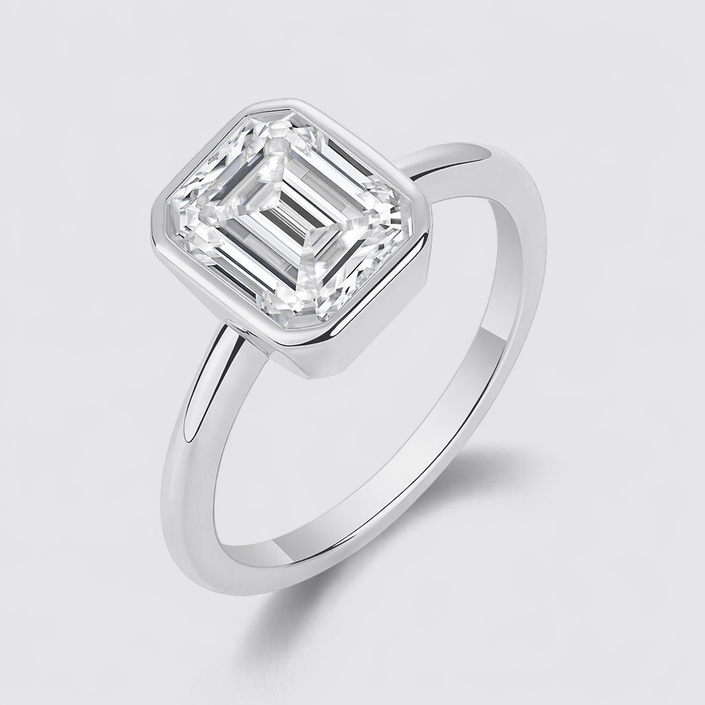 Lab Grown Diamond  14k 18k Solid Gold Ring IGI Certified Emerald Cut 2ct D VVS2