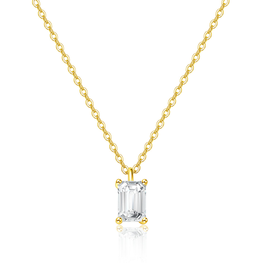 IGI Certified Lab Grown Diamond Necklace with 18k Solid Gold Emerald Cut 1ct D VVS2 Solitaire Pendant for Luxury Wedding Jewelry Collection