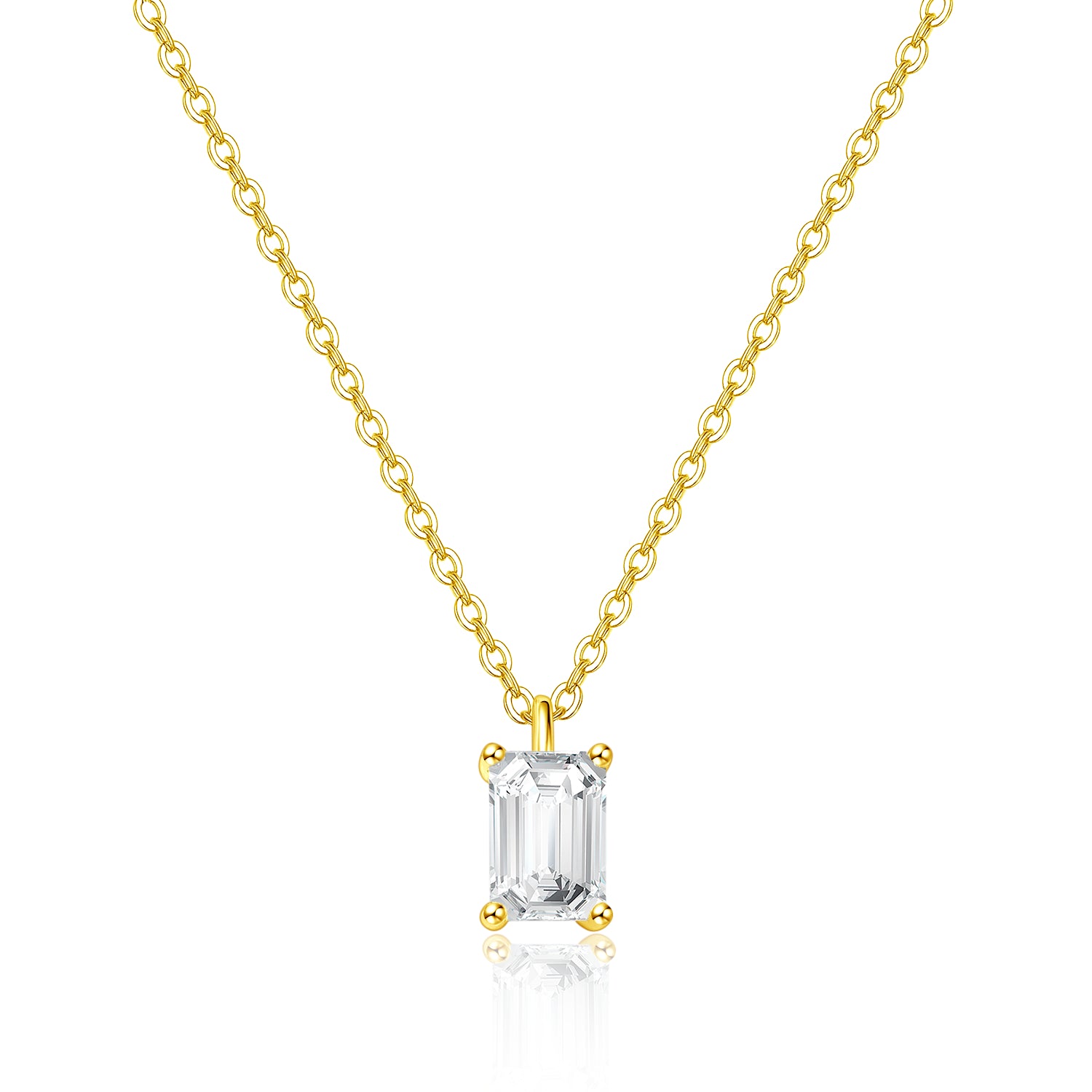 IGI Certified Lab Grown Diamond Necklace with 18k Solid Gold Emerald Cut 1ct D VVS2 Solitaire Pendant for Luxury Wedding Jewelry Collection