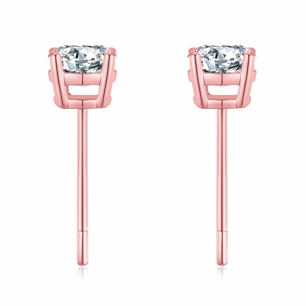 IGI Certified Lab Grown diamond Earrings with 1CT D VVS2 Round Brilliant Cut CVD 18K 14K Gold Stud Four Prong