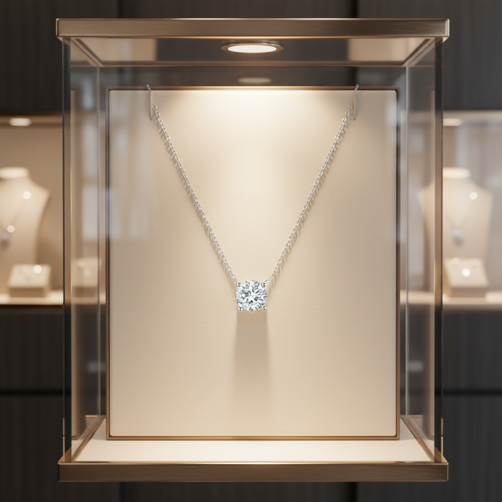 18k Gold Lab Grown Diamond Necklace with IGI Certified 3ct D VVS2 Solitaire Round Brilliant Cut for Elegant Day Wear