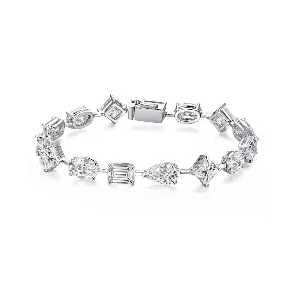 Custom Exquisite 14K 18K Pear Oval Emerald Princess Cut Each 0.5CT Lab-Grown Diamond Tennis Bracelet with IGI Certified for Daily Wear