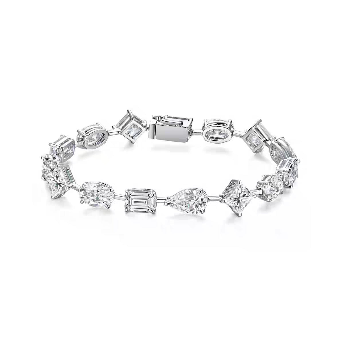 Custom Exquisite 14K 18K Pear Oval Emerald Princess Cut Each 0.5CT Lab-Grown Diamond Tennis Bracelet with IGI Certified for Daily Wear