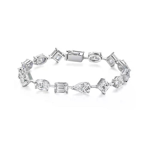 Custom Exquisite 14K 18K Pear Oval Emerald Princess Cut Each 0.5CT Lab-Grown Diamond Tennis Bracelet with IGI Certified for Daily Wear