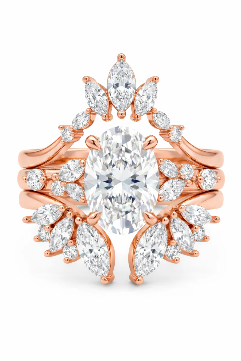 Custom Stackable Ring with IGI Certified CVD 3ct  D VVS2 Oval Cut Lab Grown diamond 18K 14K Solid Gold for Engagement