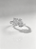 Customized Lab Grown Diamond Ring with IGI Certified 2 Carats D VVS2 Pear & Radiant Cut 18K/14K AU750 for Engagement Ring
