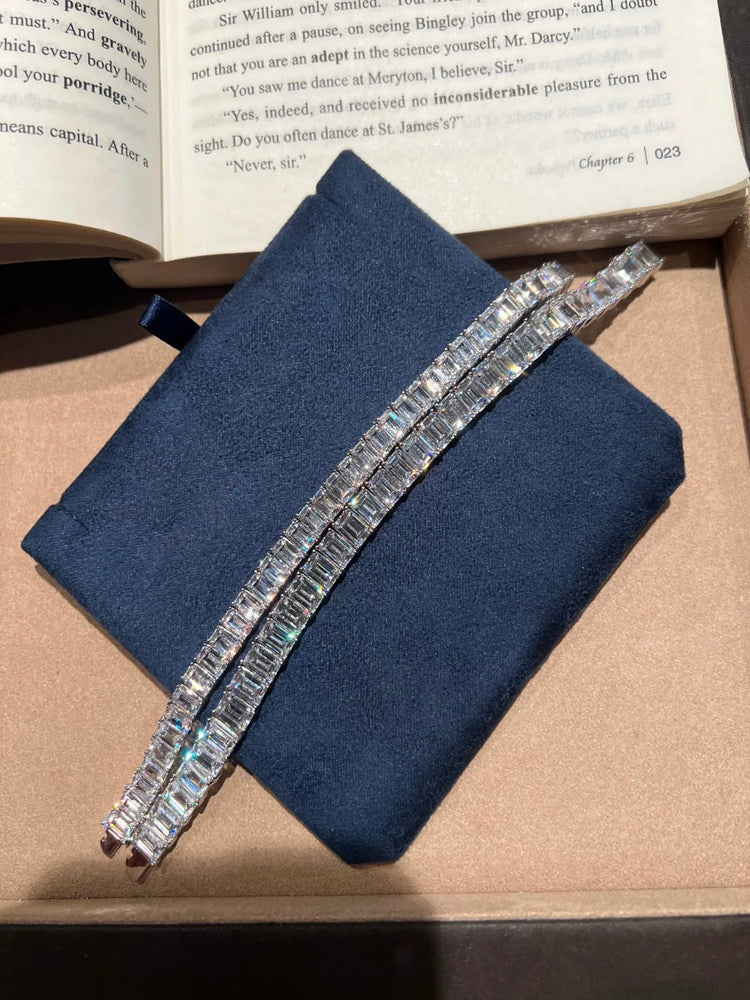IGI Certified Emerald Cut Lab Grown diamond Tennis Bracelet with 3.8*5.4mm Each 0.5ct DEF VVS~VS 18K 14K Gold Box Clasp for Daily Wear