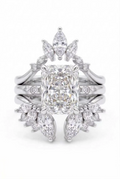 Stacked Elegant Style Lab Grown Diamond Wedding Ring with IGI Certified 3CT Carats D VVS2 Radiant Cut 18K/14K Gold for Luxury Wedding